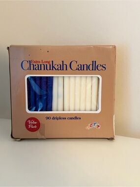 JET Extra Long Chanukah Candles 90 Dripless Blue & White Hanukkah Value Pack